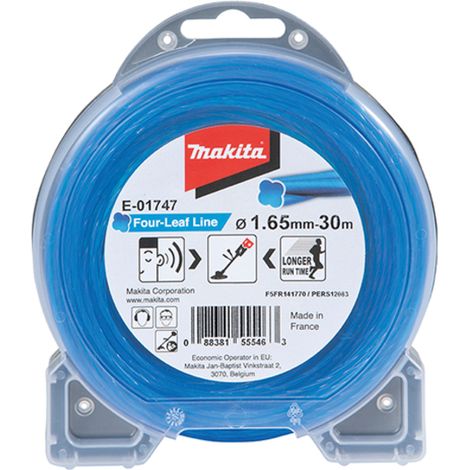 Makita – Fil de coupe hélicoïdal 30M pour débroussailleuse à batterie – Ø 1,65 mm – Coupe silencieuse – E01747