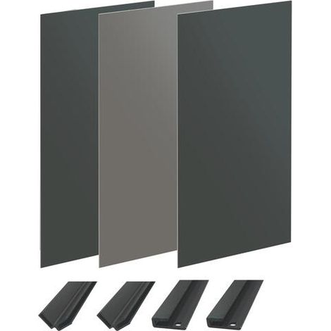 ONDEE - Kit instalación paneles murales nicho WALLDECO 120cm gris antracita perfil negro (1/4)