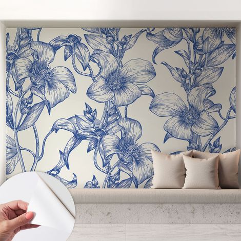 Carta da parati autoadesiva - fotomurale - decorazione parete - stile elegante - decorazione casa - Ramoscelli fioriti 208x146 cm (1/5)