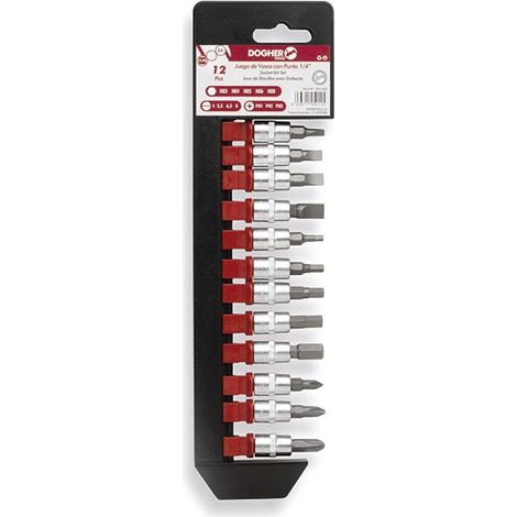 Set mit 12 Stk. Steckschlüssel, Innensechskant und PH 1/4 Spitze  DOGHER 507-052