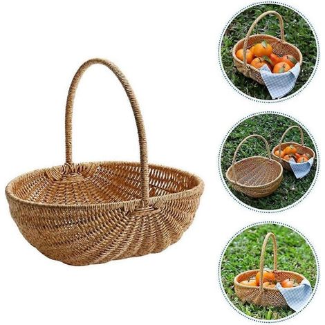 Panier en osier avec anse, panier de demoiselle d'honneur pour mariage ou pique-nique (voir photo) (1/5)