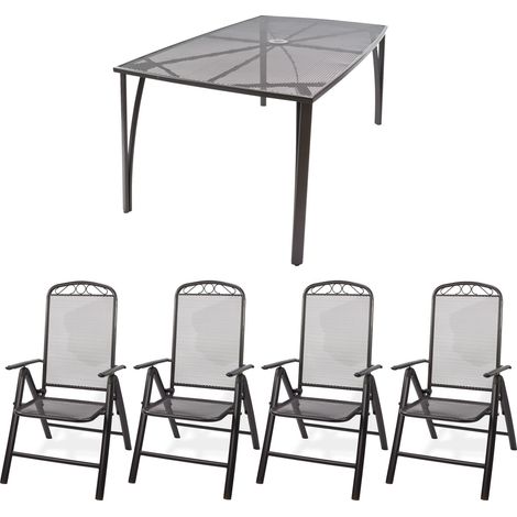 Gartenmöbel Streckmetall 1 x Tisch 150x90x72 + 4 x Stuhl Set Garten Sitzgruppe (1/5)