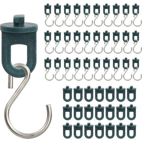 CSPARKV 50 Stück Gewächshaus-Clips und 30 Stück S-Haken aus Edelstahl, Gewächshaus-Clips, Gewächshaus-Aufhänger, Gewächshaus-Zubehör, Kunststoff-Gewächshaus-Clips, geeignet zur Befestigung von Gewächs (1/5)
