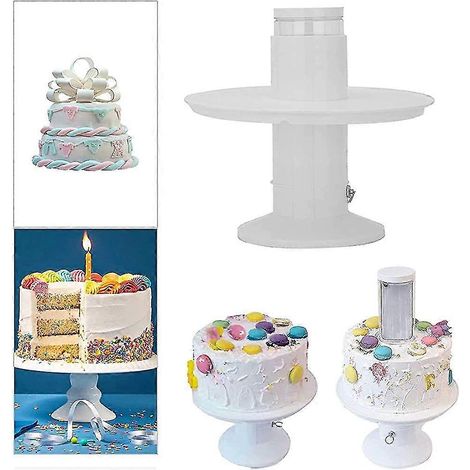 Présentoir à gâteaux surprise 2 en 1 avec anneaux à tirer, idéal pour les gâteaux d'anniversaire d'enfants. (1/5)
