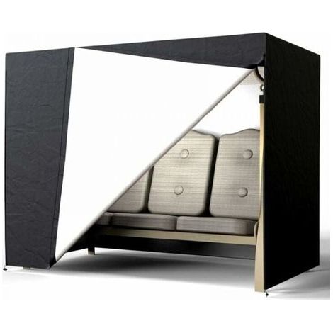 Noir Housse Balancelle Jardin 3 Places,Bâche de Protection Balançoire 210D Oxford Imperméable Anti-UV,Anti-Poussière 220x125x170CM (1/4)