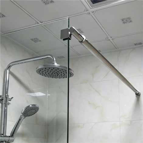 Barre de support réglable pour paroi douche en verre, tige acier (1/5)