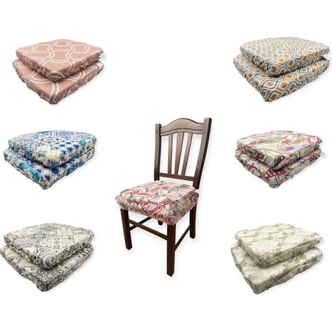 Set 2 Pezzi Cucini per Sedie Cucina Giardino in Cotone Vesto Vari Decori (1/2)