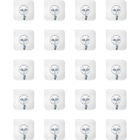 20 crochets adhésifs transparents, crochets muraux de salle de bain, porte-serviettes étanches pour chambre, salle de bain, cuisine, plafond, pour suspendre les peignoirs (1/4)