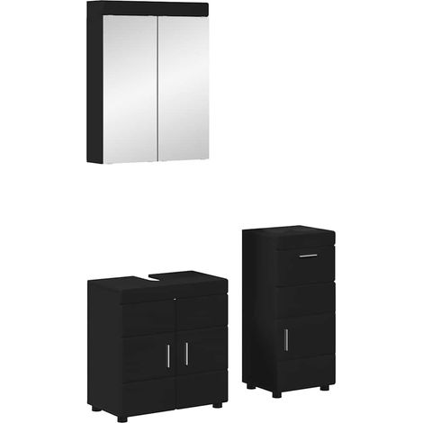 Bathroom Furniture Set TULUM 3 pcs Black 60 x 34 x 63 cm vidaXL