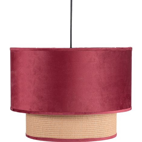 Colgante 2 Pantallas  Nerva 1xe27 Rojo Vino  Regx40x40 Cm