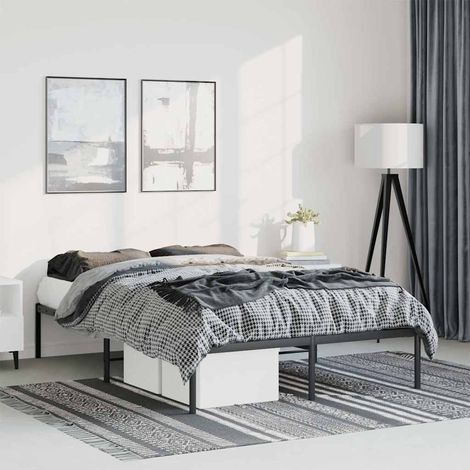 Estructura de cama sin colchón metal negro 135x190 cm (1/5)