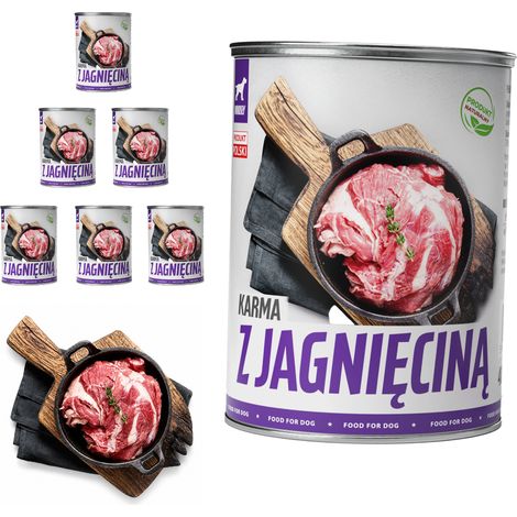 Comida húmeda para perros TufTuf, cordero, lata de 6 x 800 g, carne en conserva. (1/2)