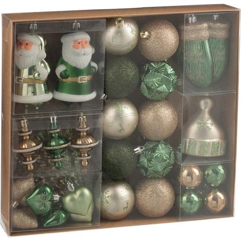 Lot de 45 Boules de Noël "Night" 30cm Vert & Écru