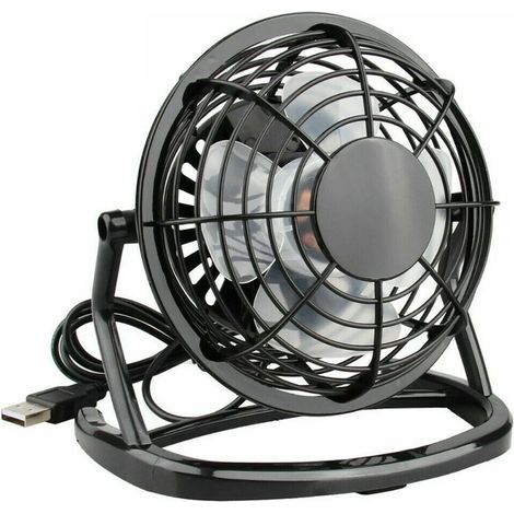 1 Ventilateur de table, USB, métal, rotation 360°, silencieux, bureau domicile (1/5)