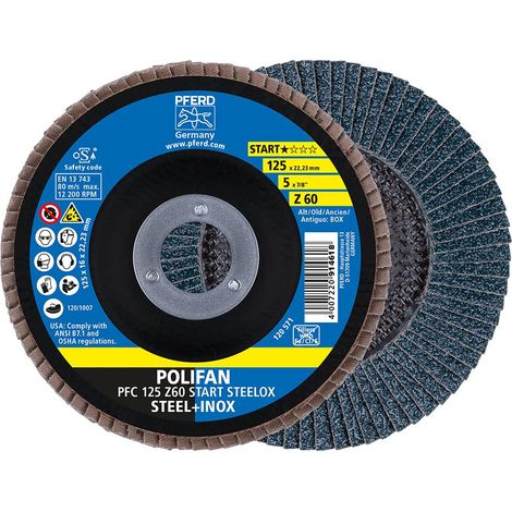PFERD TOOLS 69300935 PFC 125 Z 60 START STEELOX Disco con falde Diametro 125 mm Ø foro 22.23 mm Dimensione dei grani 60 (1/5)