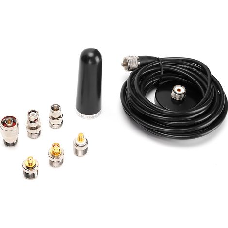 Mini antenne de voiture double fréquence avec adaptateurs de câble d'alimentation de 5 m et ventouse (1/5)