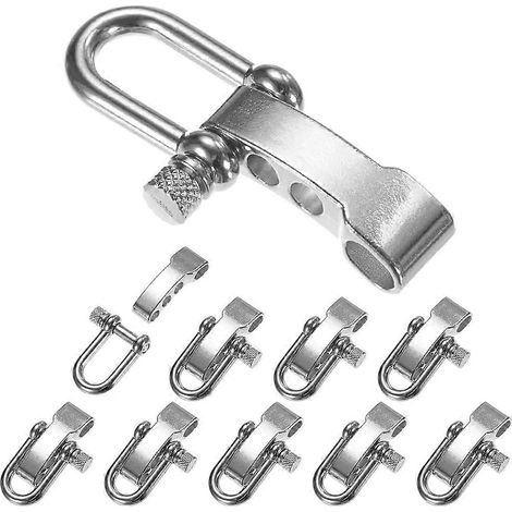 Lot de 10 boucles de bracelet en paracorde - Manille en U métallique réglable pour bracelets de survie, ceintures et cordes d'extérieur (1/5)