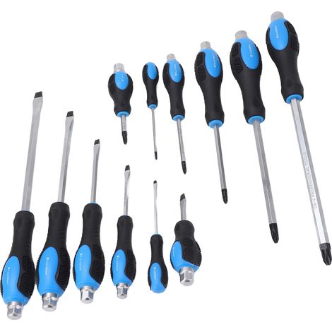 Jeu de 12 tournevis antiderapants avec manche traversant, coffret pour mécanicien, embouts multiples, poignée ergonomique, outillage professionnel robuste. (1/5)