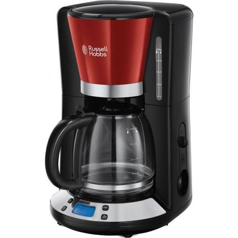 Cafetière filtre programmable 10 tasses – Puissance 1100 W – Technologie WhirlTech pour café riche – Minuterie programmable – Design inox rouge – Russell Hobbs (1/5)