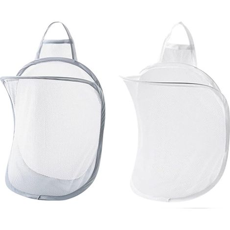 Cesto portabiancheria in rete da appendere, cesto in rete da porta in 2 pezzi, cesto portabiancheria da parete, cesto porta abiti a scomparsa, borsa portaoggetti pieghevole da parete (1/5)