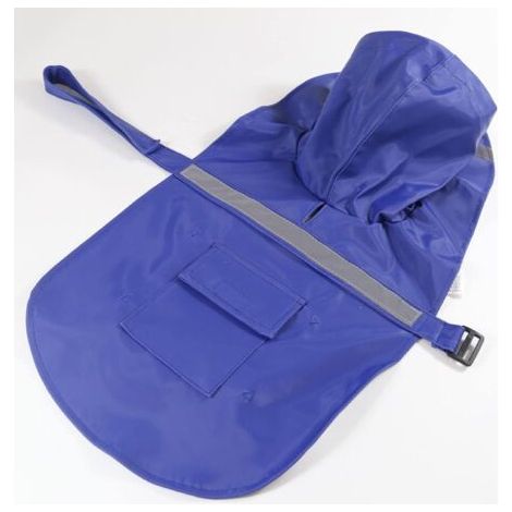 Imperméable pour chiens et chats avec capuche et bande réfléchissante (bleu, taille