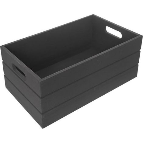 Boîte De Rangement - Bois - 36x26x15 Cm - Noir - Rectangulaire - Ouvertures Latérales - 1 Pièce (1/5)
