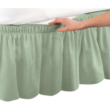 Jupe de Lit Extensible - Élastique Latéral Réglable - Cachette pour Sommier - Taille Queen King - Couleur Sage (1/5)