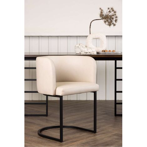 Simrishamn chaise de salle à manger avec accoudoirs beige (1/5)