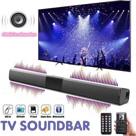 Barre de son Bluetooth pour TV 22 pouces, haut-parleur, lecture TF et radio FM (1/4)
