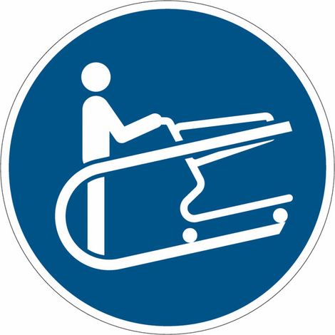 Cartelli di obbligo ISO 7010 "Tenere saldamente il carrello" - M060 - Numero Pezzi: 10 pezzi - Misura: 50mm x 50mm