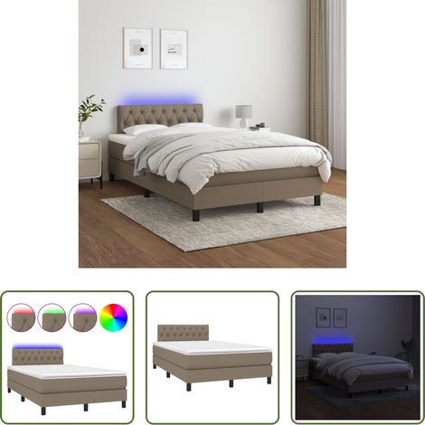 vidaXL LED-Streifen - Boxspringbett mit Matratze & LED Taupe 120x200 cm Stoff (1/5)