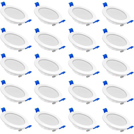 Set of 20 Flat LED Recessed Spotlights 5W 230V Aluminum Mini Recessed Ceiling Spot Light for Bathroom, Living Room, Bedroom and Kitchen - 20x5W Cold White