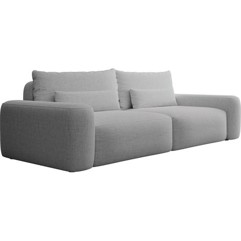 Selsey CARNOS - Canapé convertible 3 places avec pieds noirs - chenille hydrophobe gris (1/5)