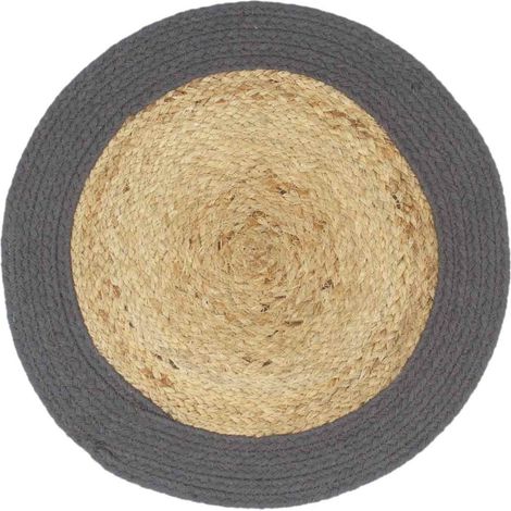 Lot de 4 Napperons de Table Tissés Main en Jute et Coton Naturel et Anthracite 38 cm (1/4)