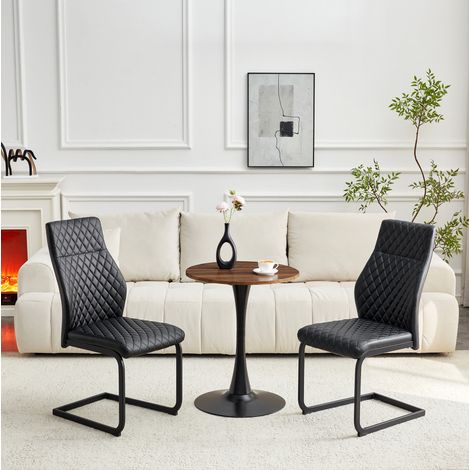 Ensemble table ronde 60 cm en MDF noir avec 2 chaises de salle à manger, REDOM (1/5)