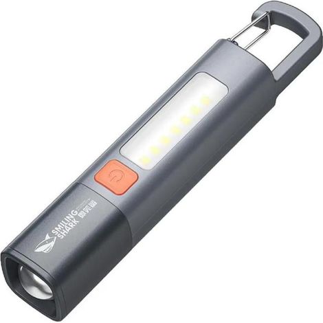 Linterna de alta luminosidad, enfoque telescópico, luz lateral COB, carga USB.