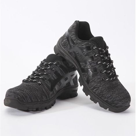 Chaussures de sécurité légères et respirantes – embout en acier – noires, pointure 42 EU – semelle en caoutchouc résistant – adaptées aux environnements de travail humides (1/4)