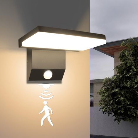 Lámpara de exterior con sensor, aplique de pared negro de 18 W, resistente al agua IP65, luz LED para porches, 3000 K, para porches, garajes y patios (1/5)