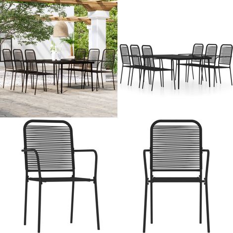 Ensemble à manger de jardin 7 pcs Noir - Ensemble salle à manger - Table de jardin (1/5)