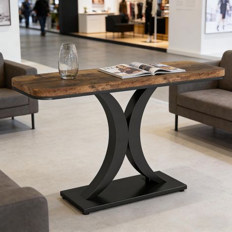 Console 100 x 30 x 82,5 cm in metallo e legno, stile industriale, marrone e nero OKMYHOME (1/5)