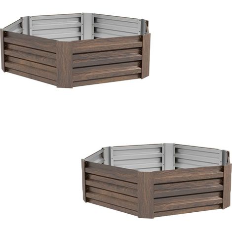 2er-Set hochbeet Gartenbeet Kräuterbeet, wetterbeständig, offener Boden, 113 x 98 x30 cm, Dunkelbraun