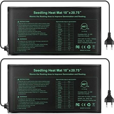 Set mit 2 elektronischen Heizmatten, wasserdichte Hydrokultur-Heizkissen für Sämlinge von Reptilienpflanzen