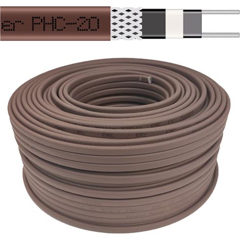 Cable calefactor autorregulante PHC‑20, 20W/m, 230V, 100m – tejado y tubería (uso exterior)