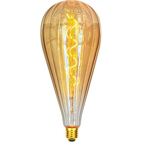 Ampoule filament LED ST125 4W Dimmable 2200K E27, Ampoule Globe Goutte de Pluie Vintage décorative en verre ambré - Digilamp (1/5)
