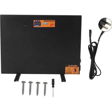 Panneau chauffant pour poulailler Noir 150W Contrôle manuel Anti-basculement Minuterie Thermostat Protection surchauffe Affichage numérique Chauffage volaille Ferme Prise US 110V (1/5)
