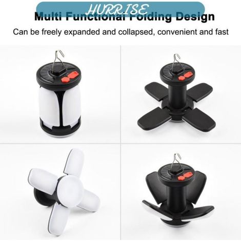 Lampe De Camping Solaire - Sortie USB - 6 Modes D Eclairage - Crochet De Suspension - 3 Piles Lithium 1200 Mah - Noir (1/5)