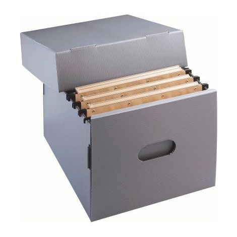 Caisse archives mini polypropylène Extendos - H 40,5 x L 35,5 x P 27,5 cm - Recyclable - Grise - Lot de 5