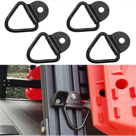 Lot de 4 anneaux d'ancrage robustes pour plateau de camionnette, remorque, crochet de chargement, boulonné, anneau en V, rail A (1/5)