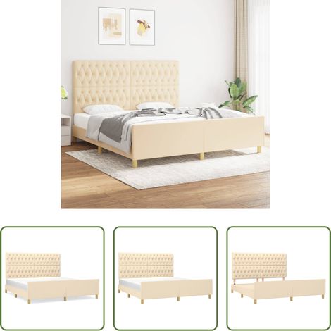 Kopfteil - Bettgestell ohne Matratze Creme 180x200 cm Stoff (1/5)