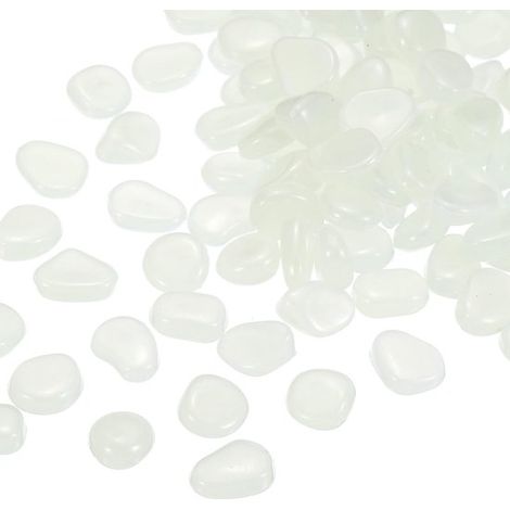 Lot de 100 pierres phosphorescentes, galets décoratifs lumineux pour jardin, piscine et aquarium, idéaux pour les allées et la décoration (blanc, 8-11 mm) (1/5)